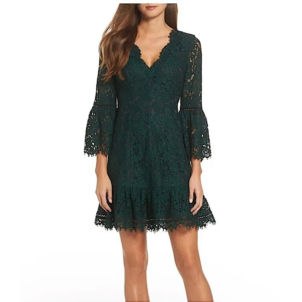 Eliza J Green lace Belle sleeve dress 6